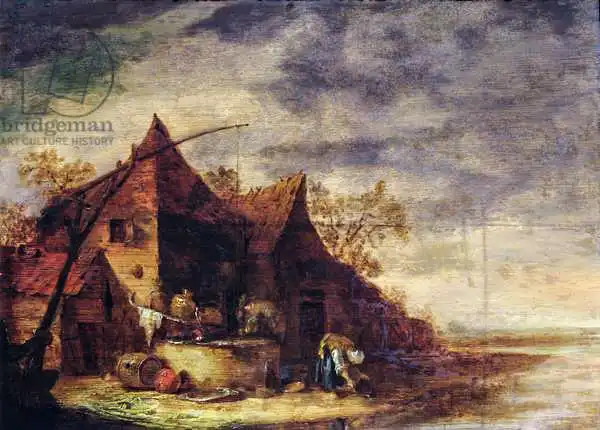 Poel, Egbert van der: Woman in Front of a Cottage