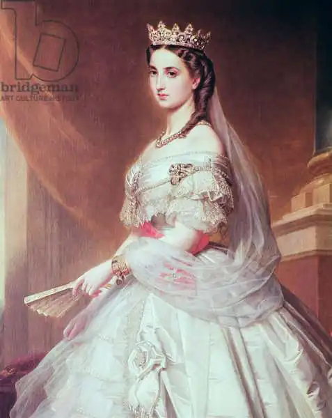 Graefle, Albert: Portrait de Charlotte de Saxe-Cobourg-Gotha (1840-1927) Princesse de Belgique et impératrice du Mexique
