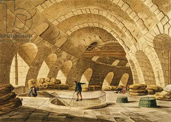 Nattes, John Claude: Le magasin de blé, rue de Viarmes, gravé par I. Hill