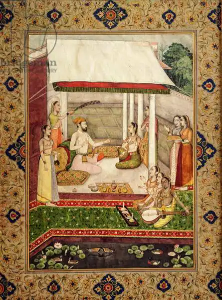 Indická škola (19. století): Prince and Princess Listening to Music