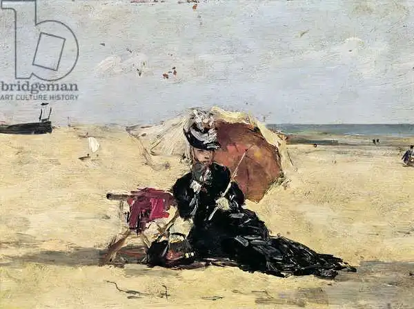 Boudin, Eugene Louis: Mujer con sombrilla en la playa