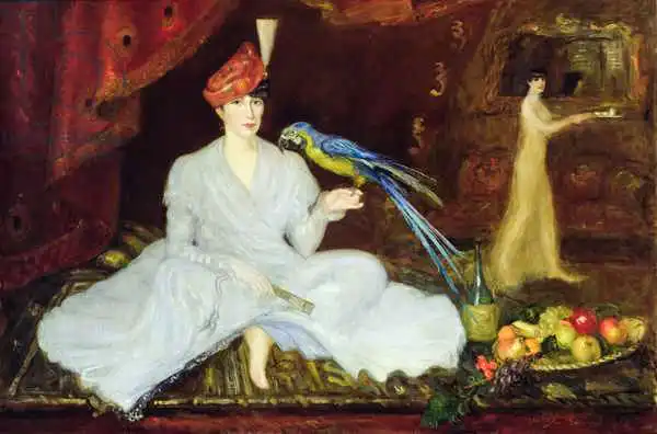 Bottini, Georges: Femme avec un perroquet
