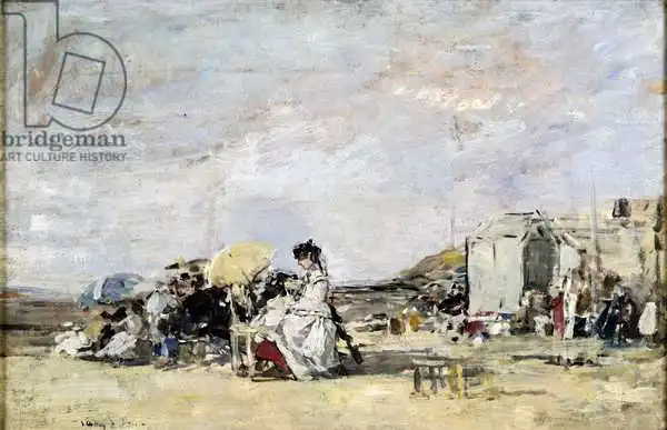Boudin, Eugene Louis: Mujer de blanco en la playa de Trouville