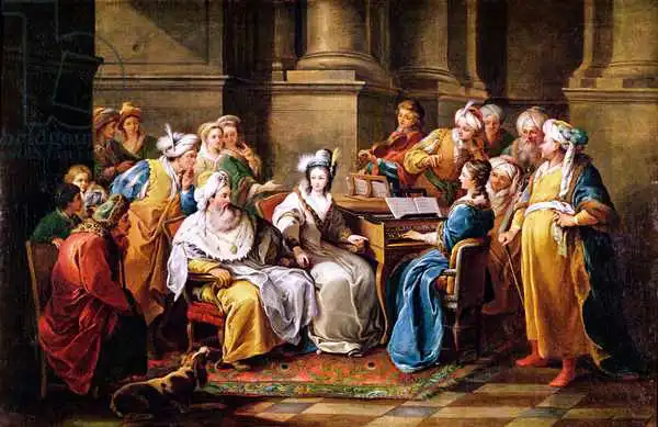 Loo, Carle Van: The Grand Turk Giving a Concert for his Mistress