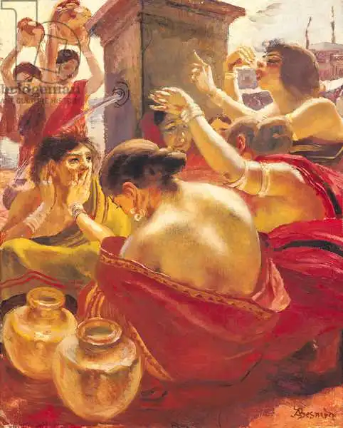 Besnard, Paul-Albert: Women of Madura at a Fountain