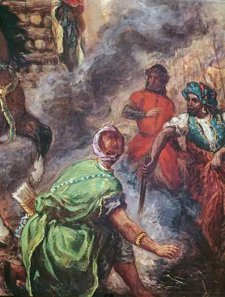 Delacroix, Eugene: Olinda and Sophronia on the Pyre, detail of the Saracens, from 