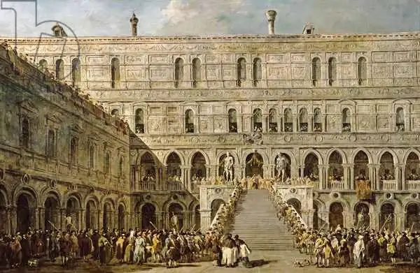 Guardi, Francesco: Coronation of the Doge of Venice on the Scala dei Giganti of the Palazzo Ducale
