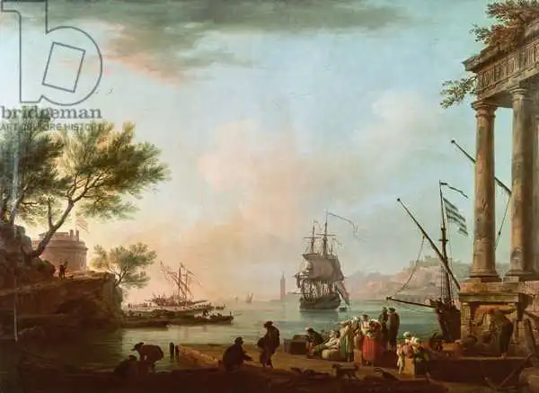Vernet, Claude Joseph: Port maritime, lever du soleil