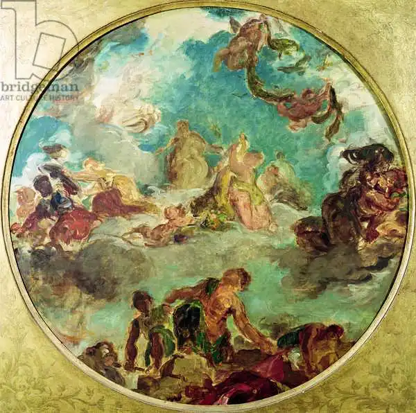 Delacroix, Eugene: Peace Descending to Earth, study for the central ceiling of the Salon de la Paix in the Hotel de Ville destroyed in 1871 during the Commune