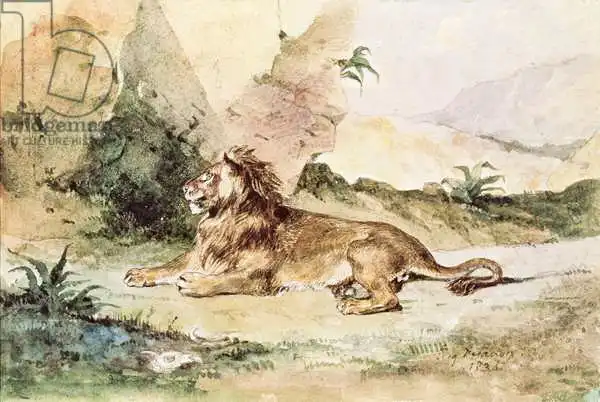 Delacroix, Eugene: A Lion in the Desert