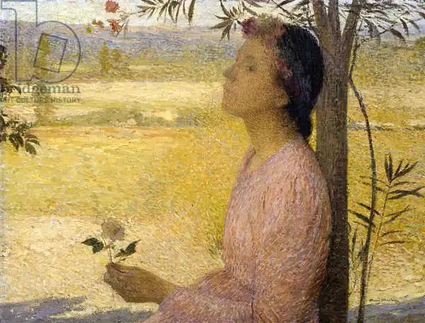 Martin, Henri: Jeune femme avec une rose