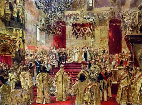 Gervex, Henri: Étude pour le couronnement du tsar Nicholas II (1868-1918) et de Tsarina Alexandra (1872-1918) à l