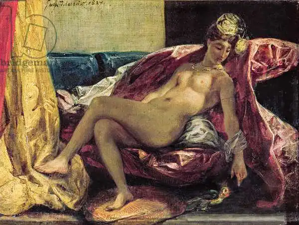Delacroix, Eugene: Reclining Odalisque or, Woman with a Parakeet