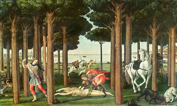 Botticelli, Sandro: Disembowelment of the Woman Pursued: Scene II of The Story of Nastagio degli Onesti
