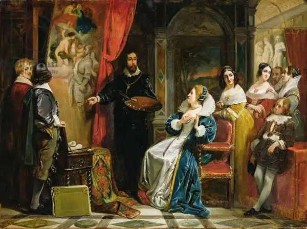 Jacquand, Claude: Marie de Medici (1573-1642) visitant le studio de Rubens