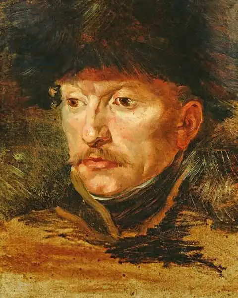 Géricault, Théodore: Head of a horseman (portrait de Lieutenant Dieudonne)