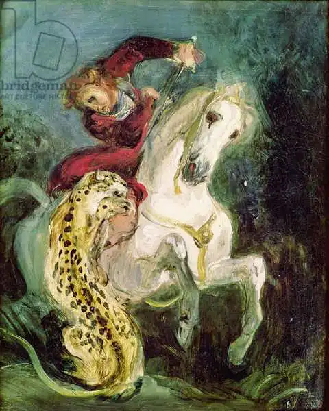 Delacroix, Eugene: Jaguar Attacking a Horseman