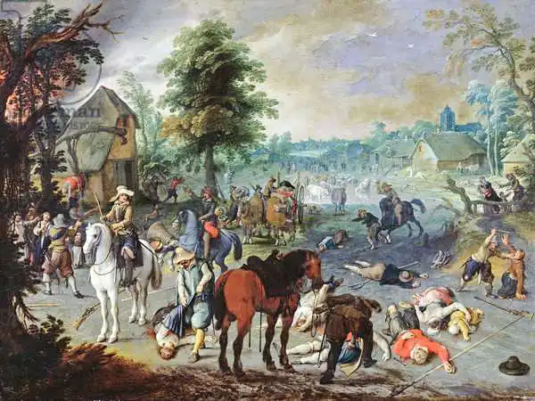 Vrancx, Sebastian: Plünderungsszene in einem Dorf