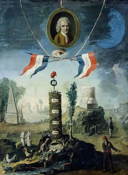 Jeaurat de Bertry, Nicolas Henri: An Allegory of the Revolution with a portrait medallion of Jean-Jacques Rousseau (1712-78)