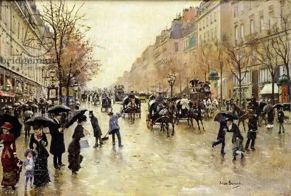 Béraud, Jean: Boulevard -Poissonniere im Regen