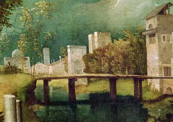 Giorgione: Urban landscape, detail of The Tempest