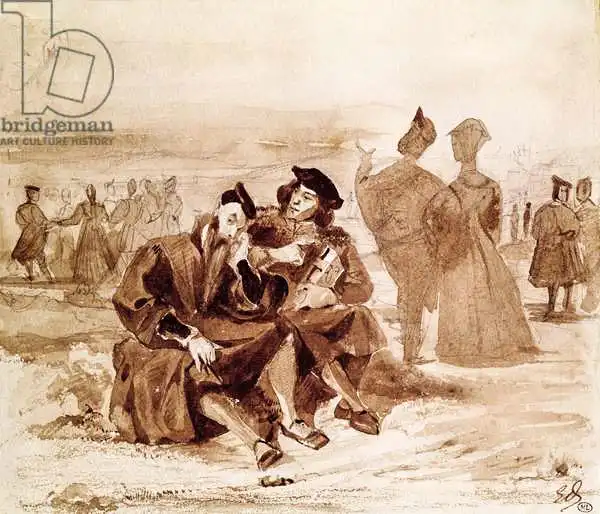 Delacroix, Eugene: Faust and Wagner in conversation in the countryside, from 