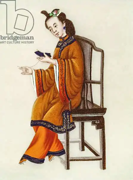 Chinese school (18th century): Eine chinesische Frau, die Zeit, Qianlong (1736-96)