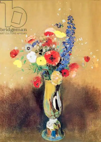 Redon, Odilon: Fleurs sauvages dans un vase à long cou