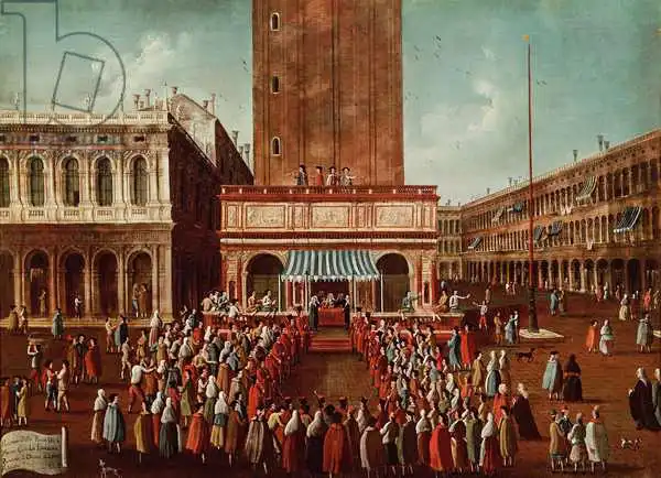 Bella, Gabriele: Öffentliche Lotterie im Loggetta, der Piazza San Marco, Venedig