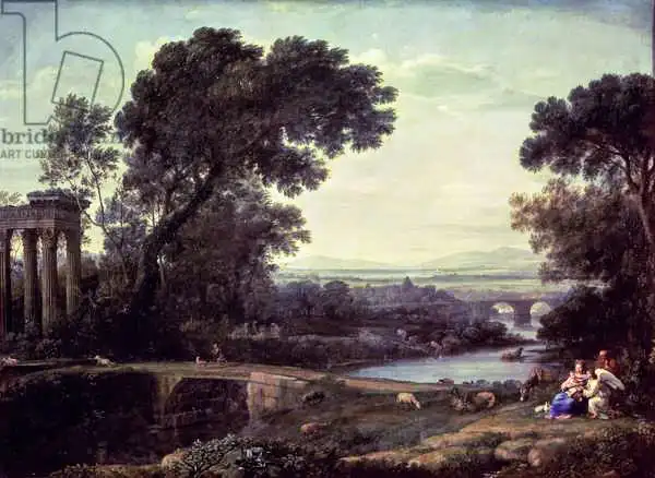 Lorrain, Claude: Mediodía o Paisaje con el Resto en la Huida a Egipto