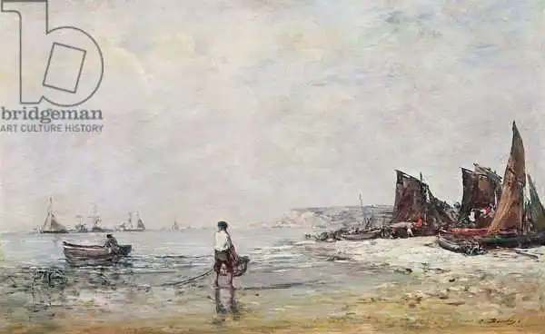 Boudin, Eugene Louis: Pêcheur à Villerville, marée basse