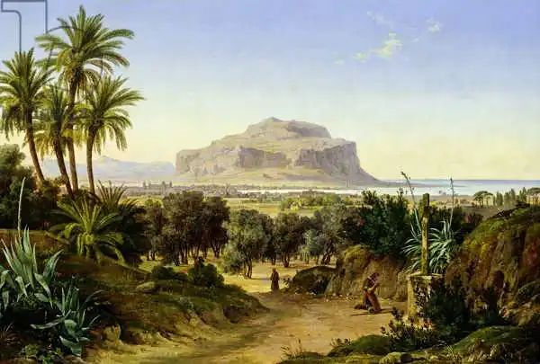 Ahlborn, August Wilhelm Julius: View of Palermo with Mount Pellegrino