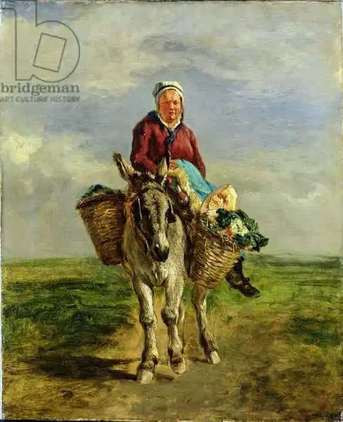 Troyon, Constant: Country Woman Riding a Donkey