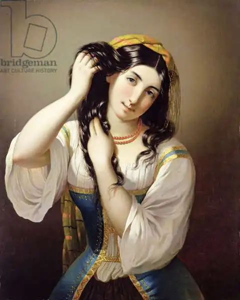 Cusa, Michele: Sicilian Playing with her Hair