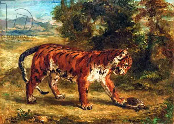 Eugene Delacroix: Tiger with Tortoise | Animals | Romantism | Fine