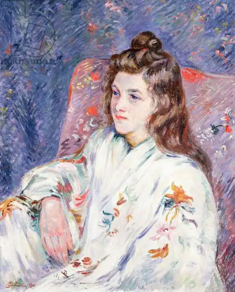 Guillaumin, Jean: Portrait de Mlle. Guillaumin dans un kimono