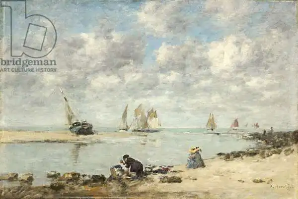 Boudin, Eugene Louis: Washerwoman près de Trouville, c.1872-6