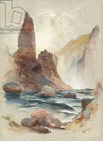 Moran, Thomas: Tour à Tower Falls, Yellowstone