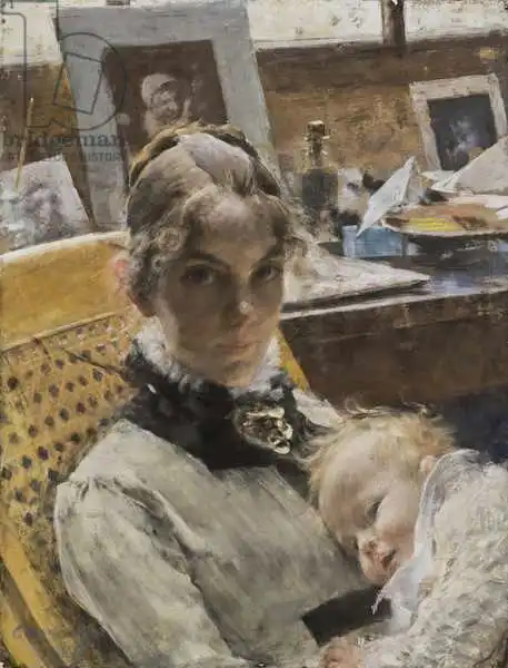 Larsson, Carl: Studio Idyll: The Artist Wife and their Daughter Suzanne