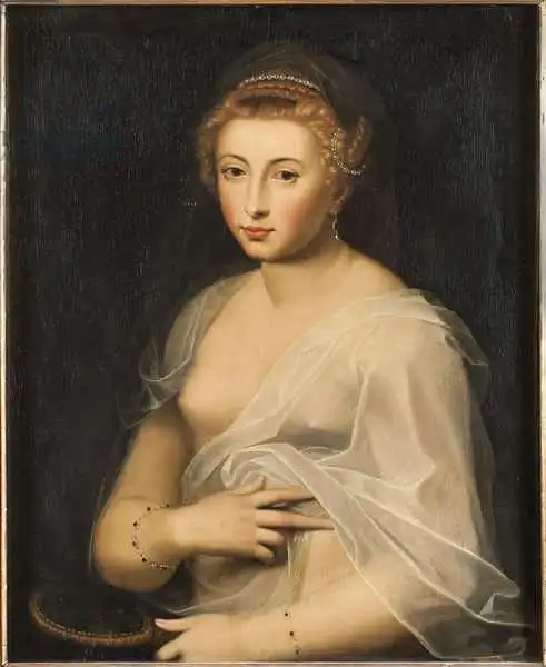 French school (17th century): Jeune femme tenant un miroir