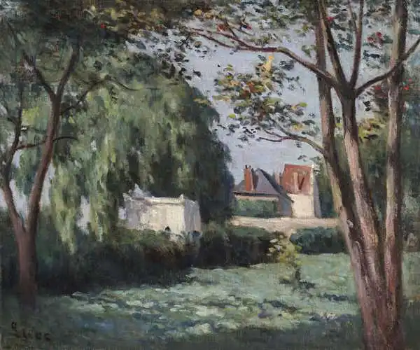Luce, Maximilien: Country Scene with Three Houses and Trees