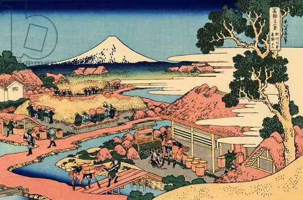 Hokusai, Katsushika: La plantation de thé de Katakura dans la province de Suruga