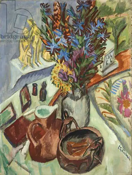 Kirchner, Ernst Ludwig: Nature morte avec la cruche et le bol africain