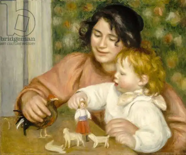 Pierre-Auguste Renoir 【子犬を抱く少女】 Young Girl with a Dog by Pierre Auguste Renoir Painting