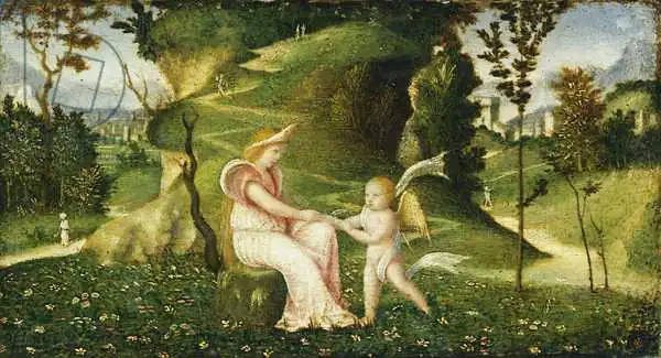 Giorgione: Venus and Cupid in a Landscape, c.1505/1515