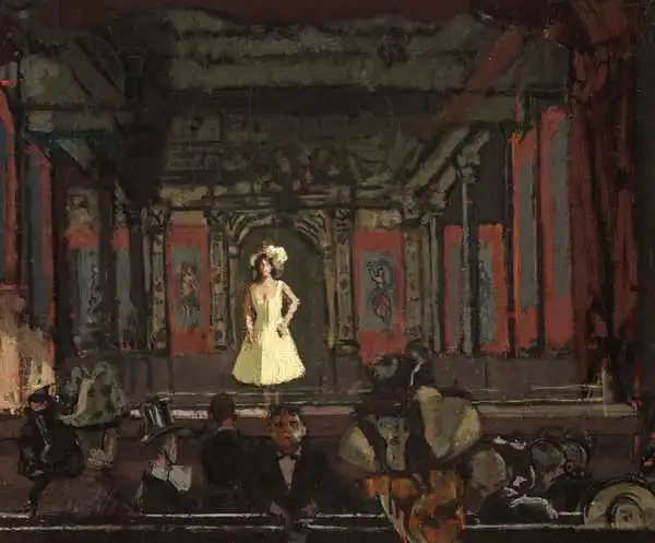 Sickert, Walter Richard: Le palais de Hungerford de Gatti des variétés. Deuxième tour de Katie Lawrenc