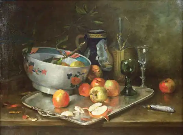 Cauchois, Eugene Henri: Bodegón con manzanas