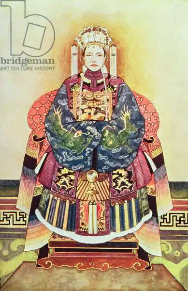 Čínská škola (19. století): Portrait of Tzu Hsi, the Empress Dowager (1835-1908)