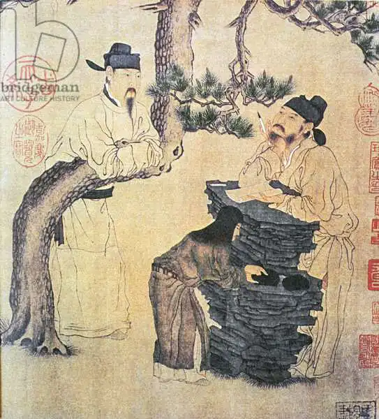 Chinese Schoo: Ein alter chinesischer Dichter, Faksimile von Original Chinesische Schriftrolle