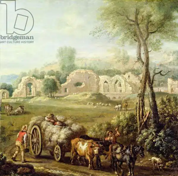 Wootton, John: Haycart Passing a Ruined Abbey, c.1740-50